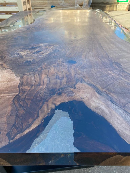 Walnut Dining Table, Custom 65" x 36" Walnut Table, Live Edge Table, River Table, Clear Epoxy River Table, Clear Epoxy Table, Custom Order E