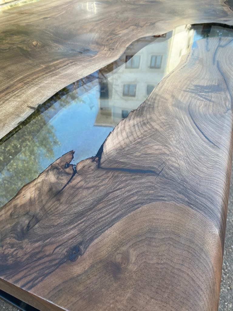 Walnut Dining Table, Custom 65" x 36" Walnut Table, Live Edge Table, River Table, Clear Epoxy River Table, Clear Epoxy Table, Custom Order E