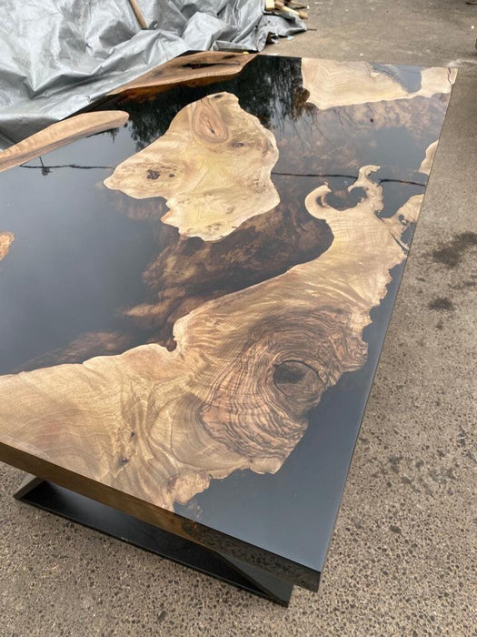 Walnut Dining Table, Epoxy Dining Table, Epoxy Dining Table, Custom 60” x 36” Walnut Black Table, Epoxy Resin Table for Amber B