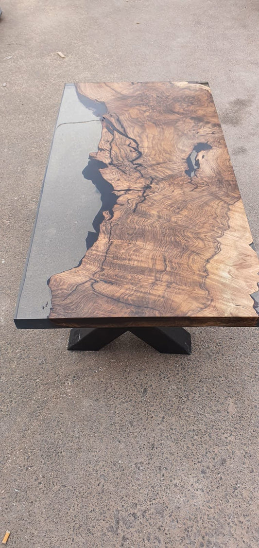 Epoxy Coffee Table, Custom 45” x 22” Walnut Smokey Gray Table, Epoxy River Coffee Table, Live Edge Table, Custom Order for Irome