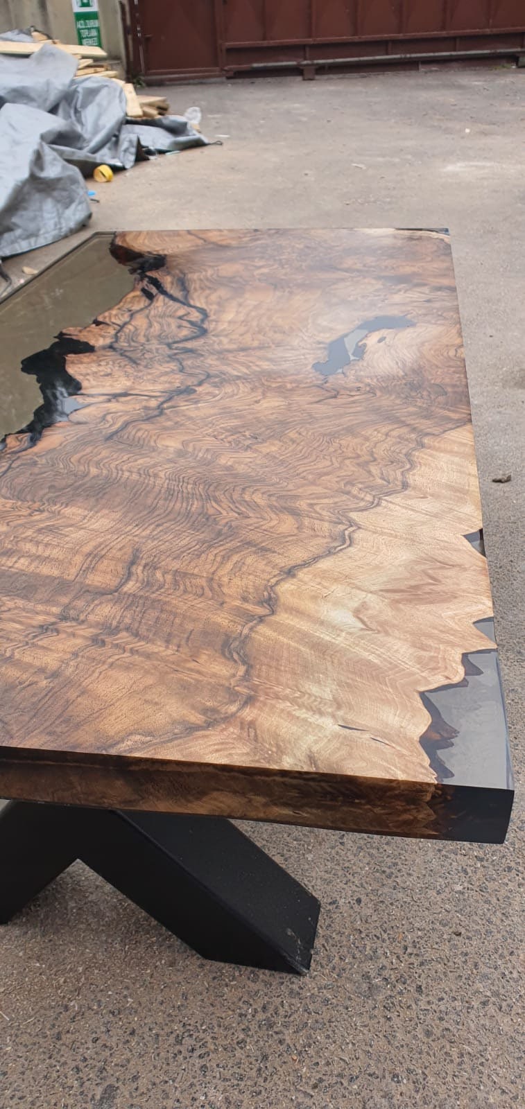 Epoxy Coffee Table, Custom 45” x 22” Walnut Smokey Gray Table, Epoxy River Coffee Table, Live Edge Table, Custom Order for Irome