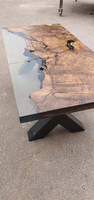 Epoxy Coffee Table, Custom 45” x 22” Walnut Smokey Gray Table, Epoxy River Coffee Table, Live Edge Table, Custom Order for Irome