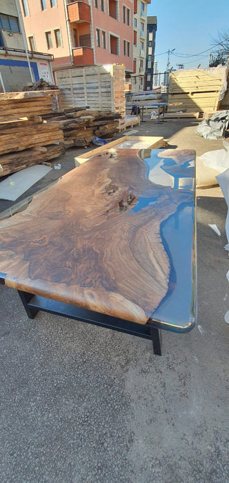 Handmade Epoxy Table, Live Edge Table, Custom 72” x 36” Walnut Table, Smokey Gray Epoxy Table, River Table, Custom Order for Laurie V