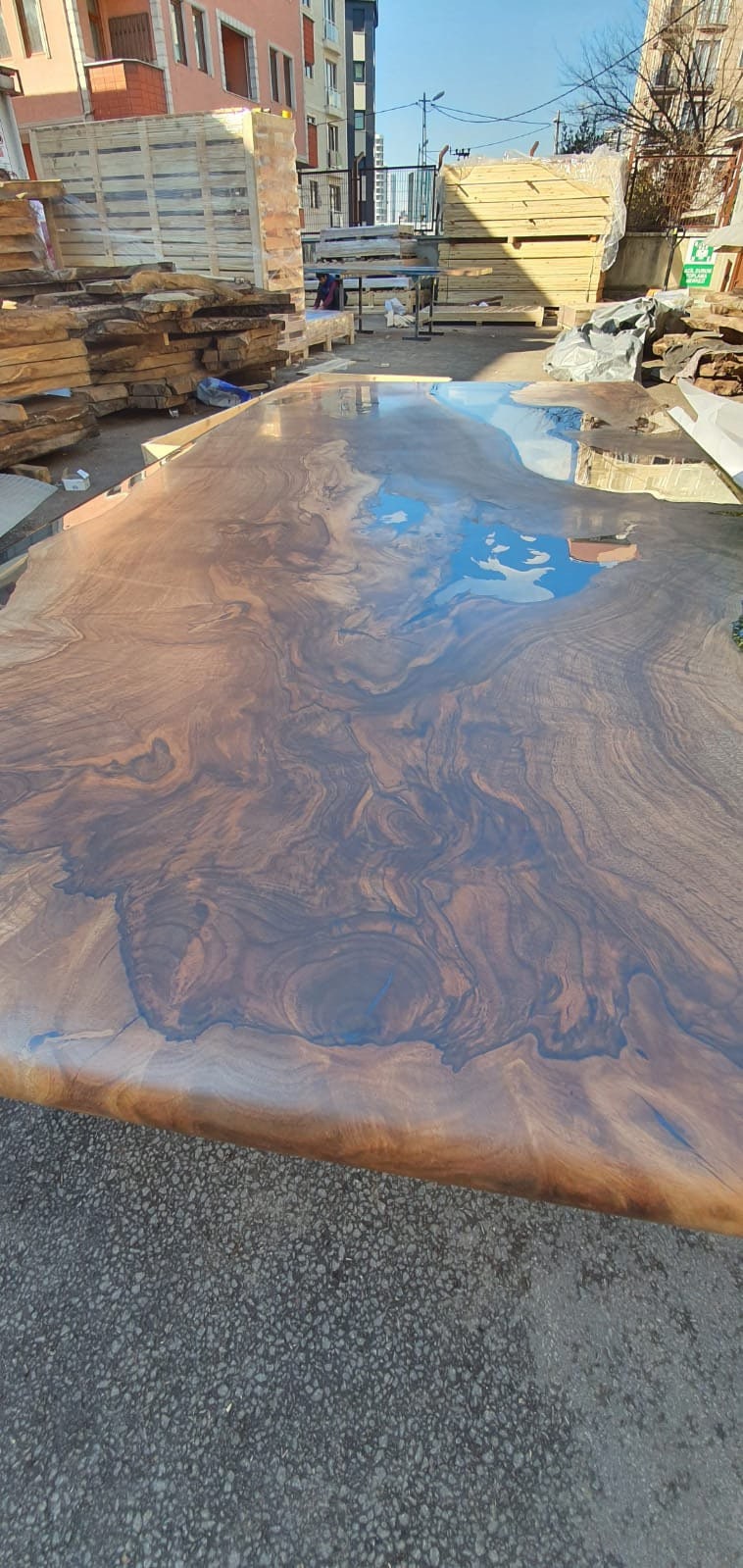 Handmade Epoxy Table, Live Edge Table, Custom 72” x 36” Walnut Table, Smokey Gray Epoxy Table, River Table, Custom Order for Laurie V