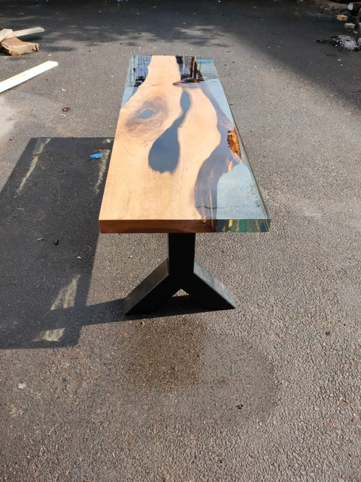 Handmade Clear Epoxy Table, Custom 58” x 17” Walnut Table, Clear Epoxy Bench, Live Edge Table, Custom  Order for Corsetti