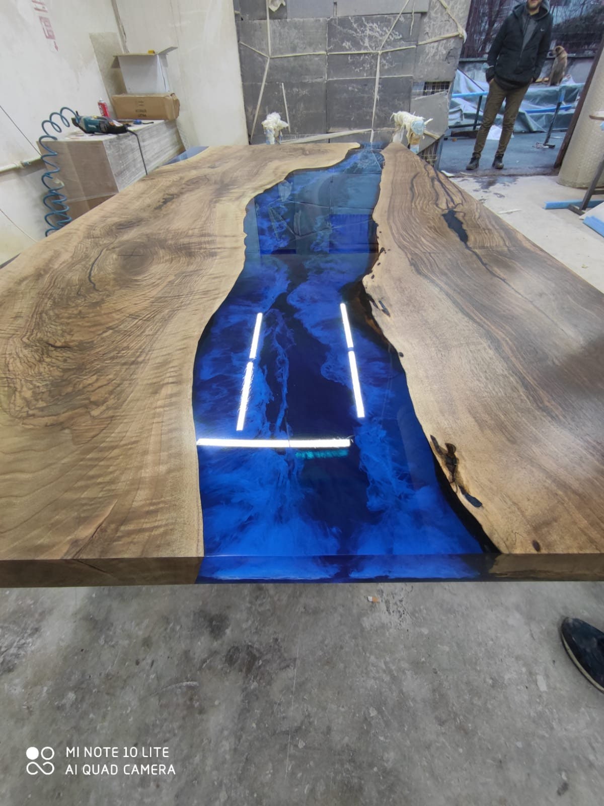 River Table, Custom 90” x 45” Walnut Deep Blue with Ocean Waves, Epoxy River Dining Table, Live Edge Table, Custom  Order for Mona