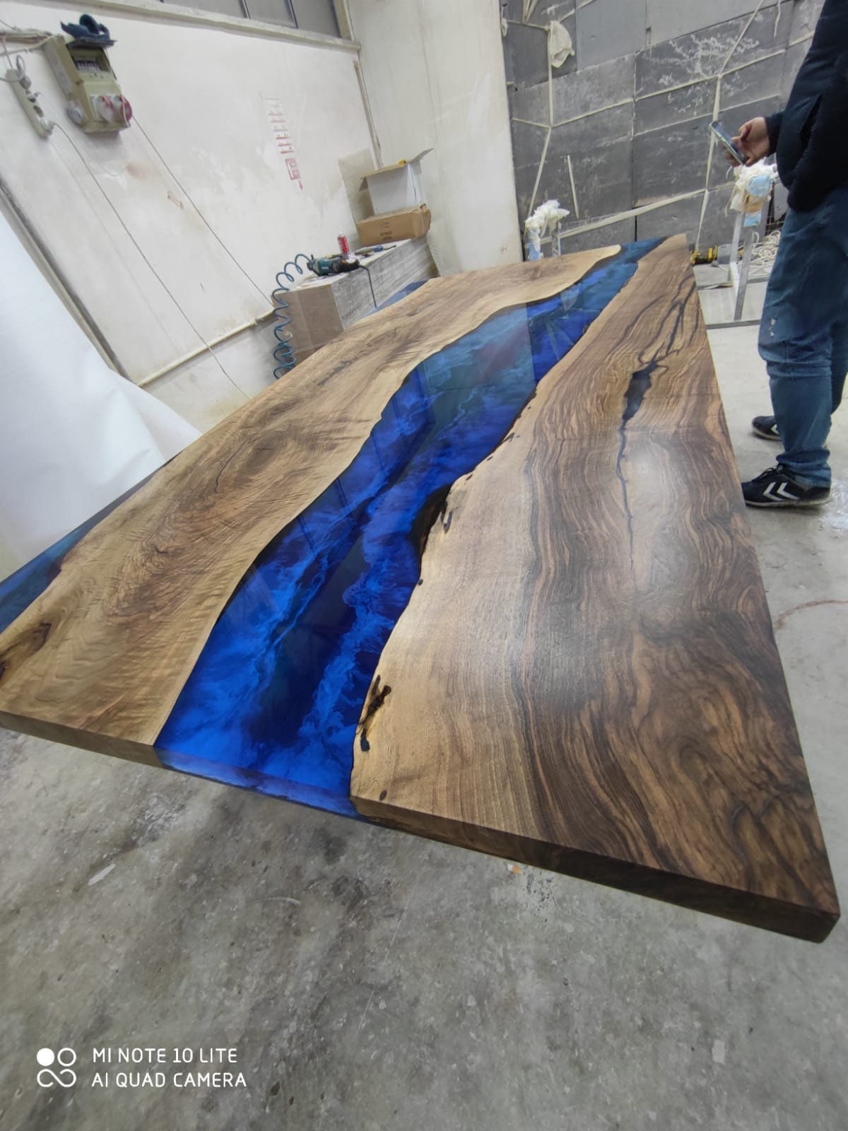 River Table, Custom 90” x 45” Walnut Deep Blue with Ocean Waves, Epoxy River Dining Table, Live Edge Table, Custom  Order for Mona