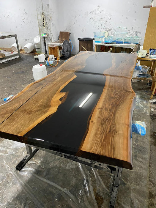 Walnut Dining Table, Custom 96” x 42” Unique Epoxy River Table, Live Edge Dining Table, Epoxy Resin Table for Karen D