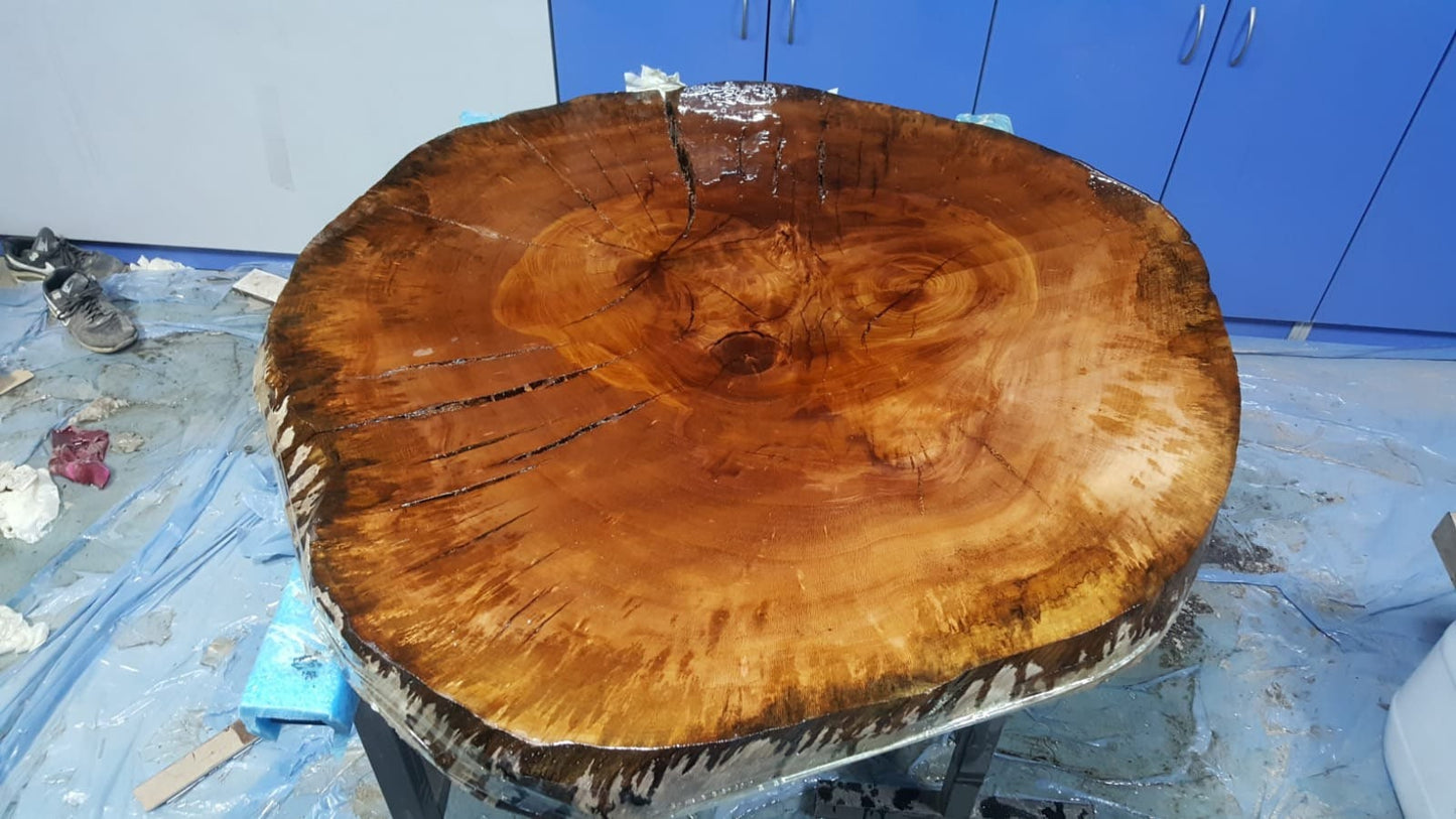 Round Dining Table, Handmade Epoxy Table, Epoxy Coffee Table, Custom 36" Round Walnut Shiny Clear Coffee Table. Order for Pascal and Ori