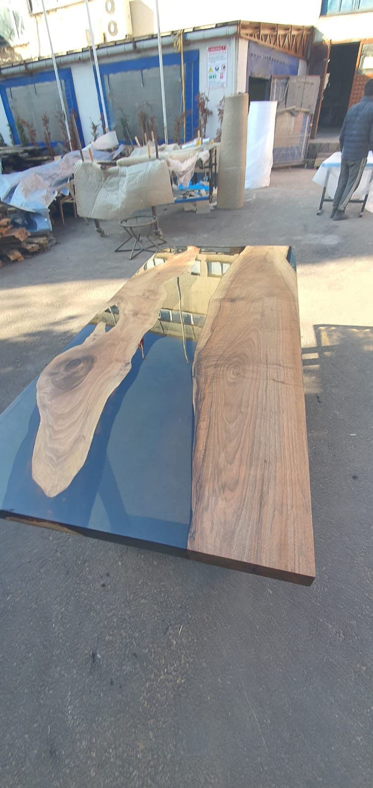 Handmade Epoxy Table, Clear Epoxy Table, Custom 80” x 36” Walnut Smokey Gray Table, Epoxy River Dining Table, Custom Order for Wolcott