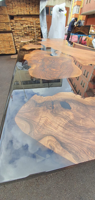 Epoxy Resin Table, Epoxy Table, Epoxy Dining Table, Custom 108” x 48” Walnut Smokey Gray Table, Epoxy Dining Table, Custom Order for Jason