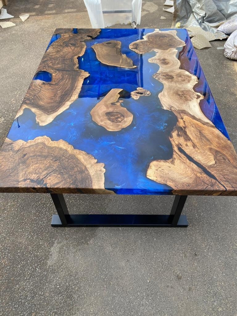 Epoxy Table, Epoxy Dining Table, Walnut Epoxy Table, River Dining Table, Custom 65” x 45” Walnut Epoxy River Dining Table Order for Sandra