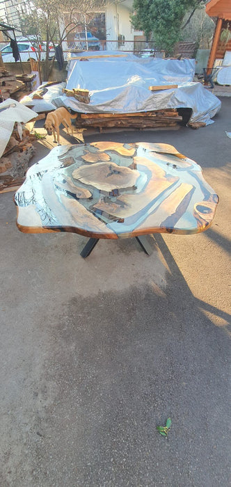Epoxy Dining Table, Epoxy Resin Table, Custom 60” Diameter Round Table, Walnut Clear Epoxy Table, Custom Order for Brenne