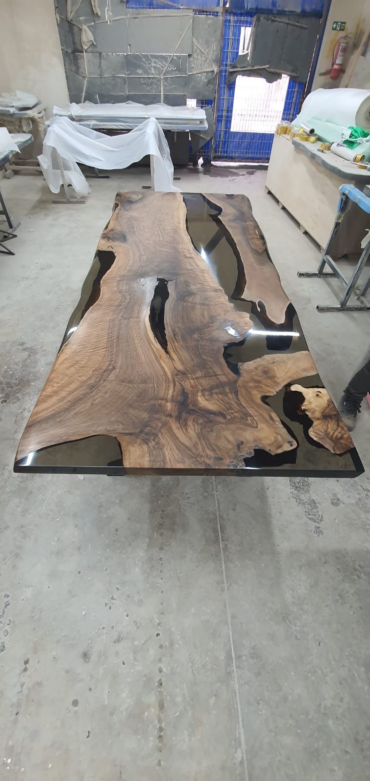 Handmade Epoxy Table, Clear Epoxy Table, Custom 96” x 40” Walnut Smokey Gray Table, Epoxy River Table, Custom Order for Abbi