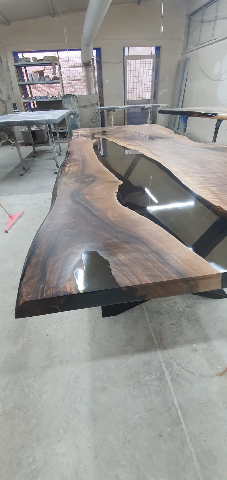 Handmade Epoxy Table, Clear Epoxy Table, Custom 96” x 40” Walnut Smokey Gray Table, Epoxy River Table, Custom Order for Abbi