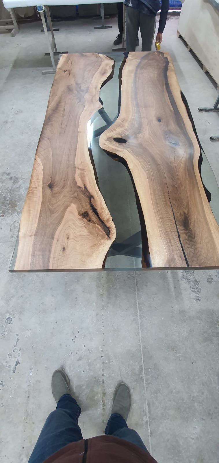 Handmade Epoxy Table, Live Edge Table, Epoxy Resin Table, Custom 84” x 42” Walnut Smokey Gray Table, Epoxy River Table, Order for Elizabeth