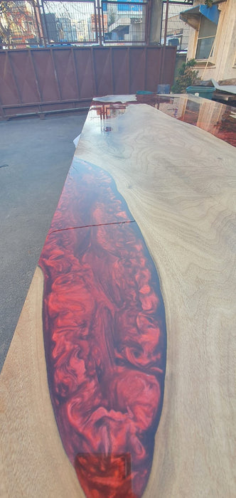 Custom 96" x 36" Epoxy Resin Table, Handmade Crystal Red Epoxy Table, Custom Walnut Epoxy Table, Unique Resin Epoxy Table Name for #EEZYGANG