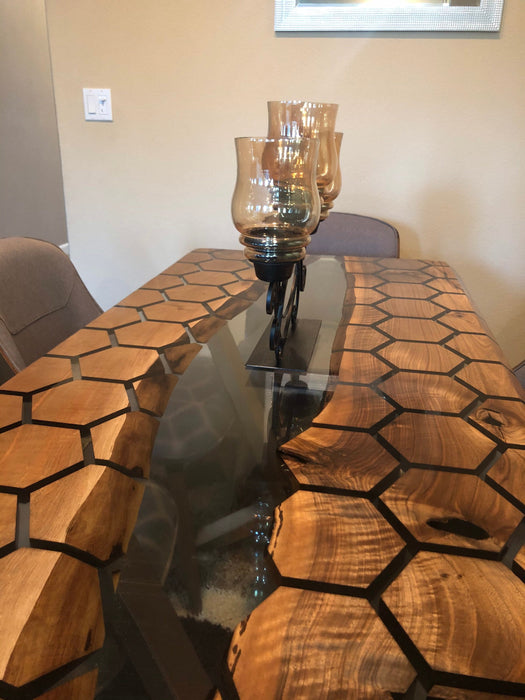 Custom 60” x 30” Custom Honeycomb Table, Epoxy Resin River Table, Handmade Epoxy Table, Unique Resin Table for Nicolas