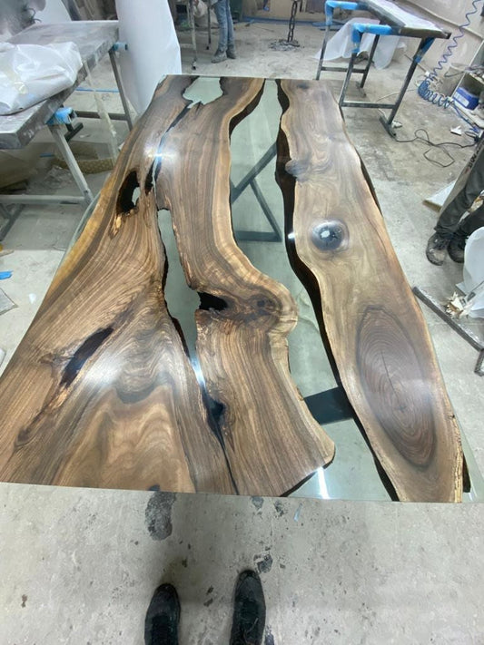 Live Edge Table, Epoxy Dining Table, Epoxy Resin Table, Custom 78” x 38” Walnut Table, Epoxy River Table, Custom Order for Praveen