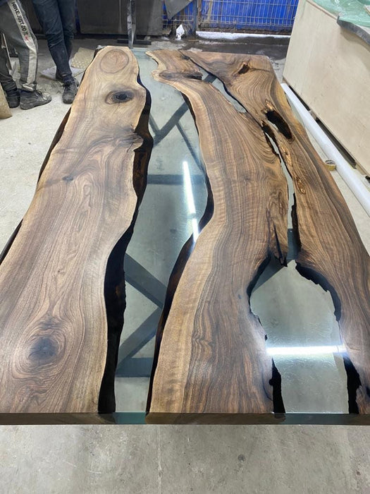 Live Edge Table, Epoxy Dining Table, Epoxy Resin Table, Custom 78” x 38” Walnut Table, Epoxy River Table, Custom Order for Praveen