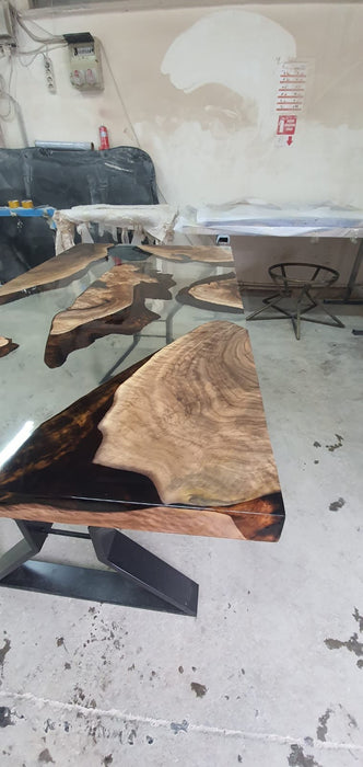 Epoxy Resin Table, Epoxy Coffee Table, Custom 54” x 28” Walnut Clear Table, Epoxy River Table, Custom Order for Brenne