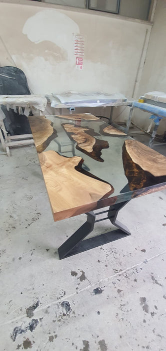 Epoxy Resin Table, Epoxy Coffee Table, Custom 54” x 28” Walnut Clear Table, Epoxy River Table, Custom Order for Brenne