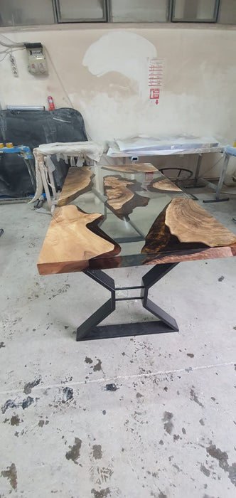 Epoxy Resin Table, Epoxy Coffee Table, Custom 54” x 28” Walnut Clear Table, Epoxy River Table, Custom Order for Brenne