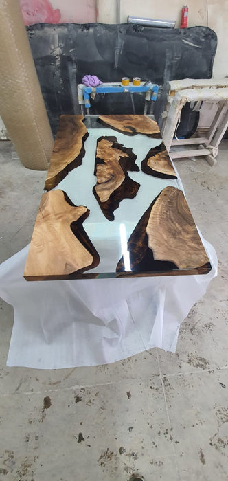 Epoxy Resin Table, Epoxy Coffee Table, Custom 54” x 28” Walnut Clear Table, Epoxy River Table, Custom Order for Brenne