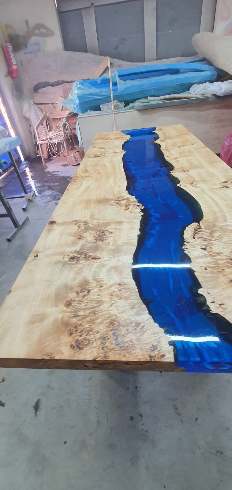 Handmade Epoxy Table, Epoxy Dining Table, Custom 74” x 28” Poplar Wood Table, Blue Epoxy River Table, Live Edge Table, Custom Order for Eric