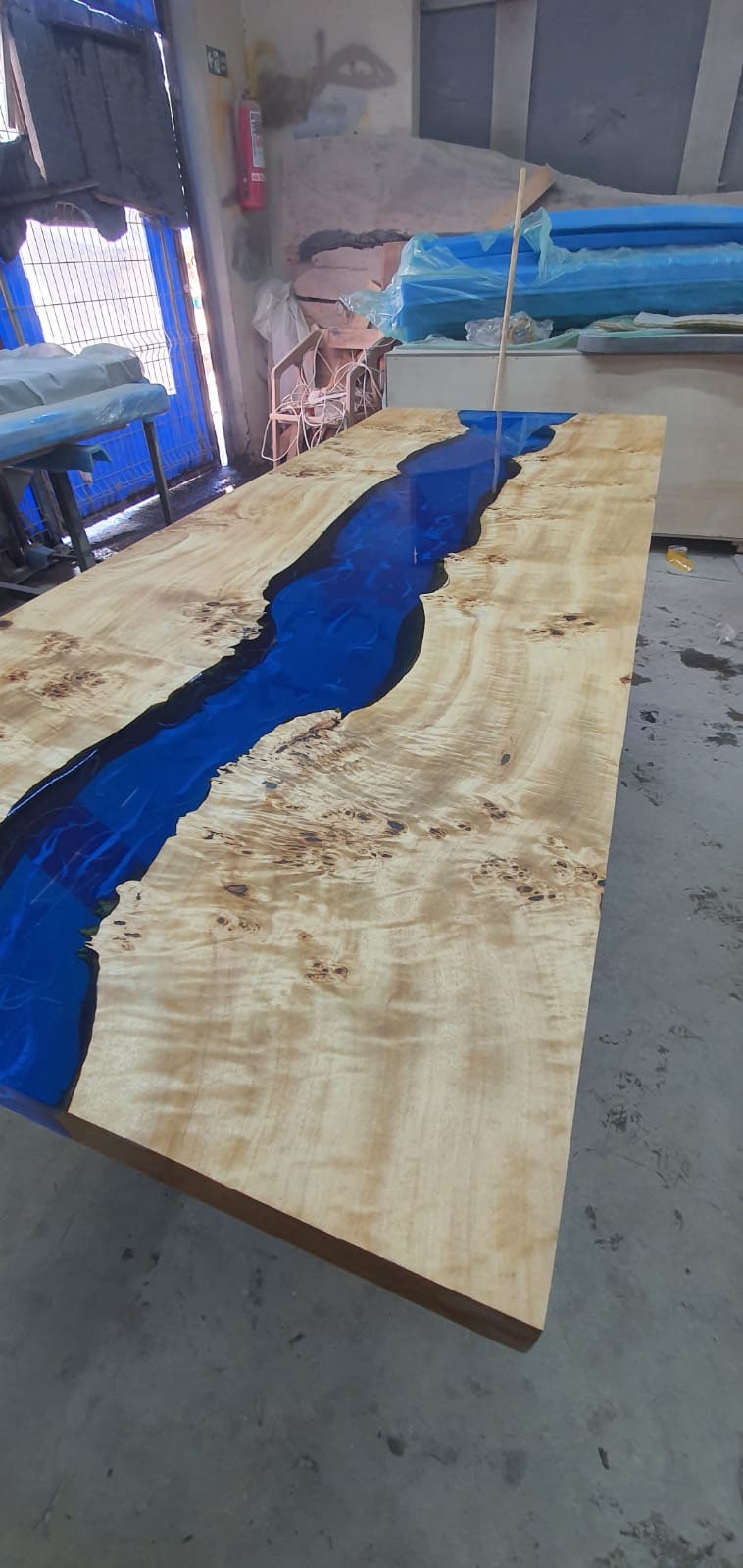 Handmade Epoxy Table, Epoxy Dining Table, Custom 74” x 28” Poplar Wood Table, Blue Epoxy River Table, Live Edge Table, Custom Order for Eric