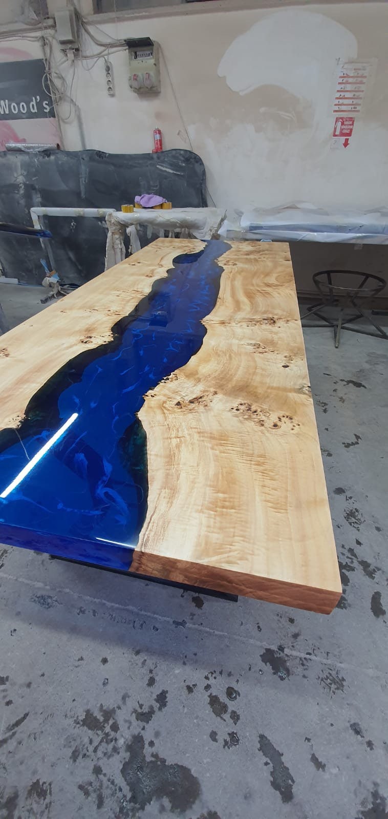 Handmade Epoxy Table, Epoxy Dining Table, Custom 74” x 28” Poplar Wood Table, Blue Epoxy River Table, Live Edge Table, Custom Order for Eric