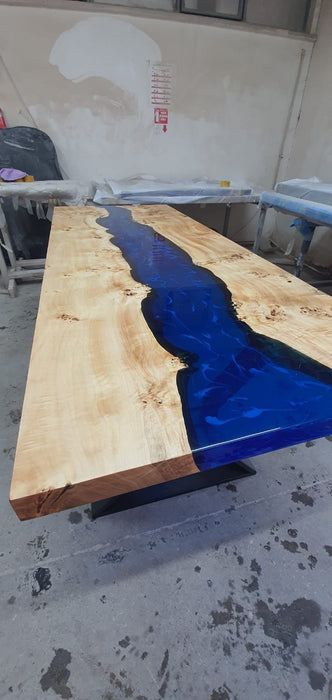 Handmade Epoxy Table, Epoxy Dining Table, Custom 74” x 28” Poplar Wood Table, Blue Epoxy River Table, Live Edge Table, Custom Order for Eric