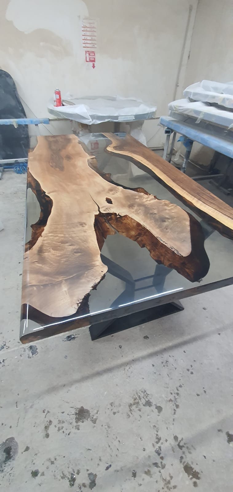 Handmade Epoxy Table, River Table, Epoxy Resin Table, Custom 72” x 36” Walnut Smoke Gray Table, Epoxy River Table, Order for Scjenner