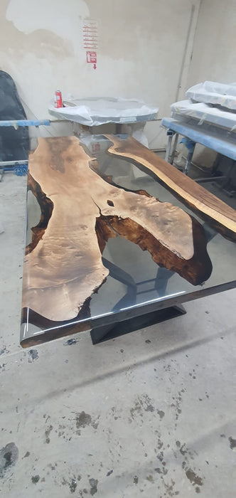 Handmade Epoxy Table, River Table, Epoxy Resin Table, Custom 72” x 36” Walnut Smoke Gray Table, Epoxy River Table, Order for Scjenner