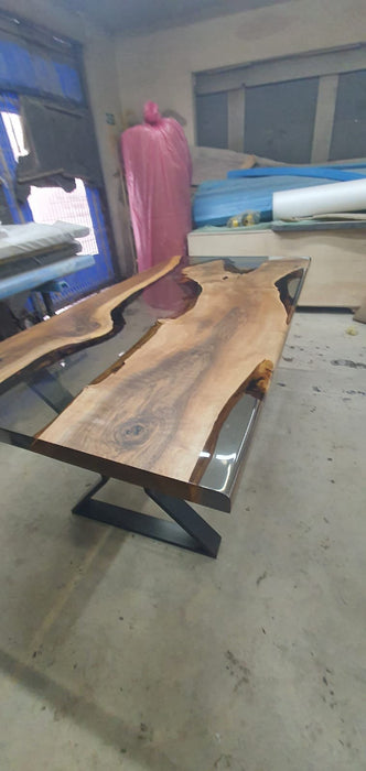 Handmade Epoxy Table, River Table, Epoxy Resin Table, Custom 72” x 36” Walnut Smoke Gray Table, Epoxy River Table, Order for Scjenner