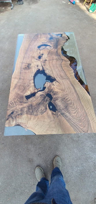 Exquisite Epoxy Creations: Handcrafted Custom Tables for Your Unique Space! Custom 60” x 36” Walnut Clear Epoxy Table Order for Liz