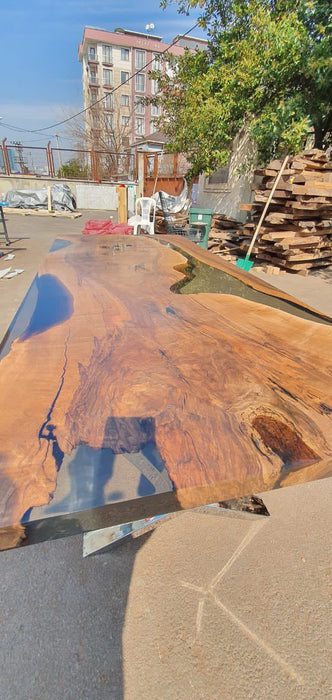 Walnut Dining Table, Epoxy Dining Table, Epoxy Resin Table, Custom 80” x 36” Walnut Smokey Gray Table, River Dining Table, Order for Felicia