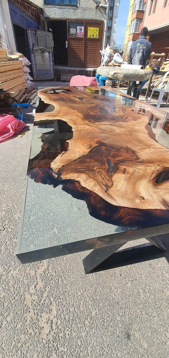 Walnut Dining Table, Live Edge Table, Epoxy Resin Table, Custom 76” x 36” Walnut Table, Clear Epoxy Table, River Table, Order for Dao