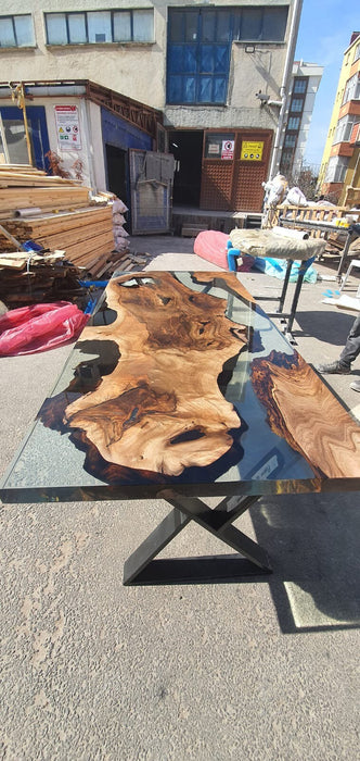 Walnut Dining Table, Live Edge Table, Epoxy Resin Table, Custom 76” x 36” Walnut Table, Clear Epoxy Table, River Table, Order for Dao