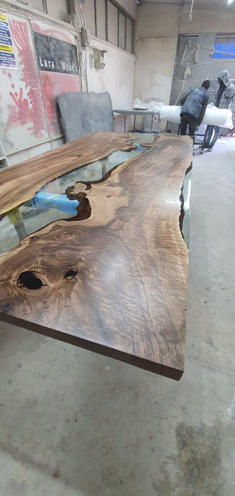 Live Edge Table, Epoxy Dining Table, Epoxy Resin Table, Custom 98” x 47” Walnut Table, Clear Epoxy River Dining Table, Custom Order for