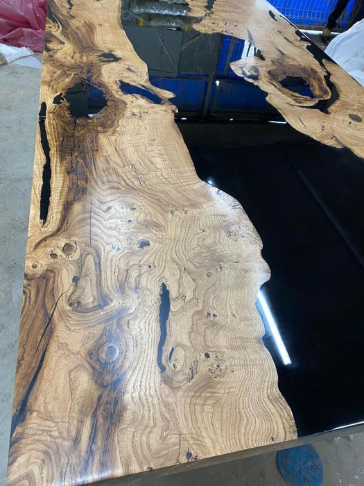 Chestnut Black Table, Epoxy Dining Table, Epoxy Resin Table, Custom 88” x 40” Chestnut Table, Epoxy River Dining Table for Monica