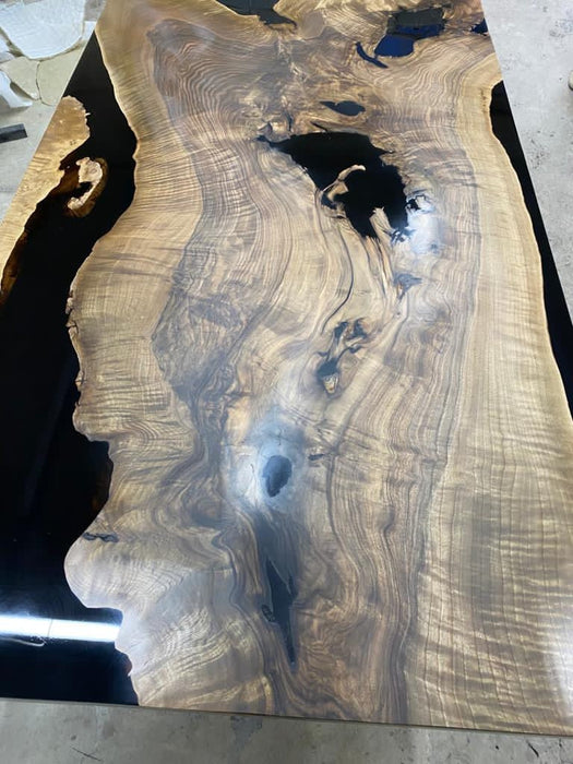 Epoxy Dining Table, Epoxy Resin Table, Custom 63” x 36” Walnut Black Epoxy Table, Handmade Dining Table Order for Sandy Mar