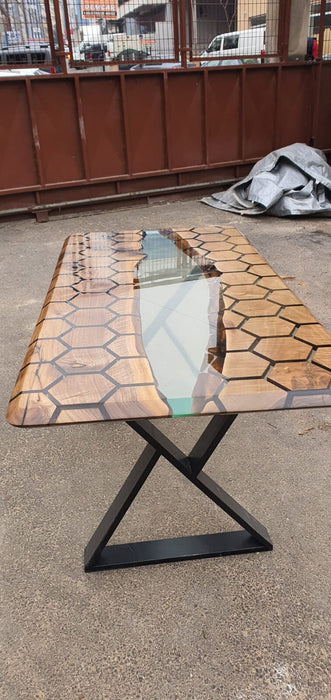 Custom 60” x 30” Custom Honeycomb Table, Epoxy Resin River Table, Handmade Epoxy Table, Unique Resin Table for Nicolas