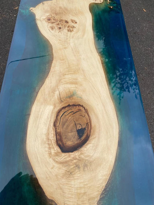 Epoxy Bench, Handmade Epoxy Bench, Live Edge Table, Custom 70” x 17” Poplar Sea Blue River Bench, Epoxy Bench, Custom Order for Heather E