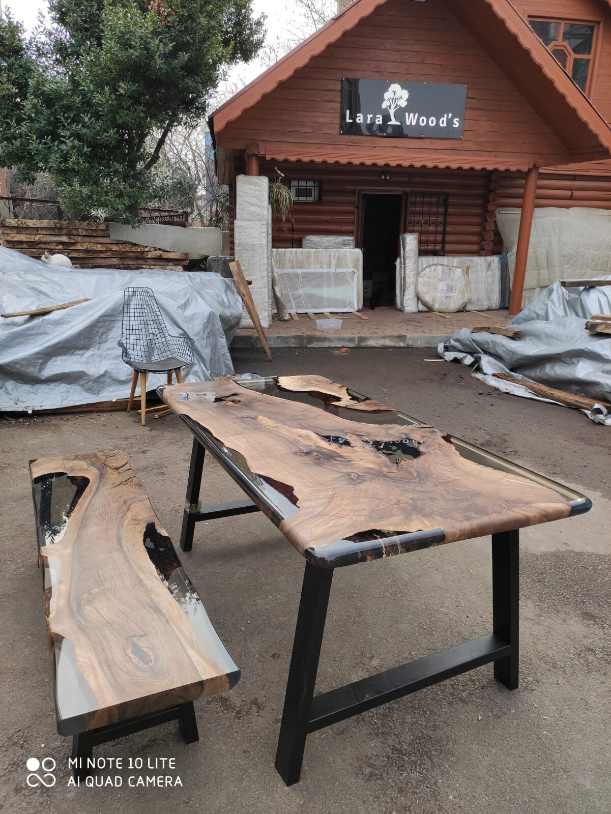 Epoxy Dining Table, Epoxy Resin Table, Custom 72” x 36” Walnut Smokey Gray Table, Epoxy River Table and Bench, Custom Order for Laurie V