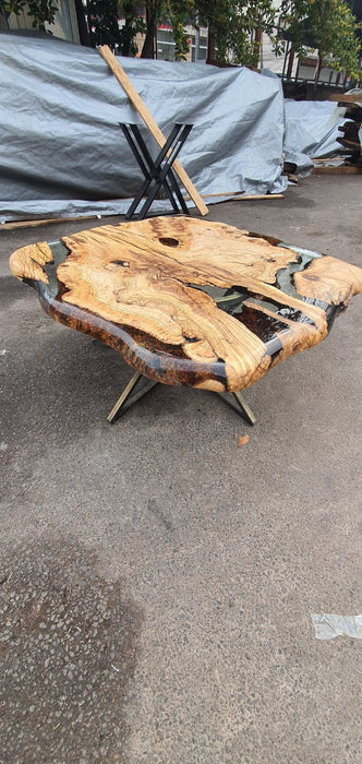 Olive Wood Table, Epoxy Dining Table, Epoxy Resin Table, Custom 48” Round Table, Olive Wood Clear Epoxy Table, Custom Order for Kim