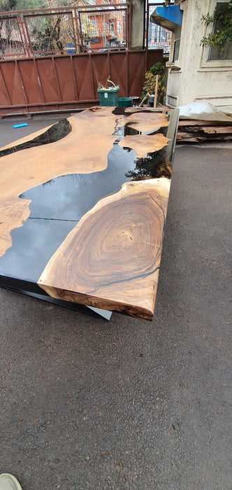 Epoxy Resin Table, Epoxy Table, Epoxy Dining Table, Custom 108” x 48” Walnut Smokey Gray Table, Epoxy Dining Table, Custom Order for Jason