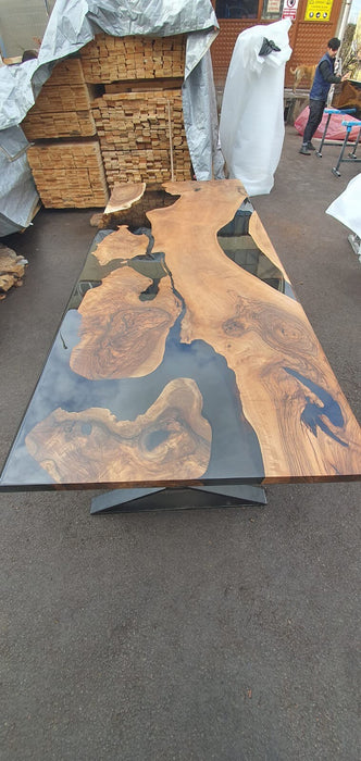 Epoxy Resin Table, Epoxy Table, Epoxy Dining Table, Custom 108” x 48” Walnut Smokey Gray Table, Epoxy Dining Table, Custom Order for Jason