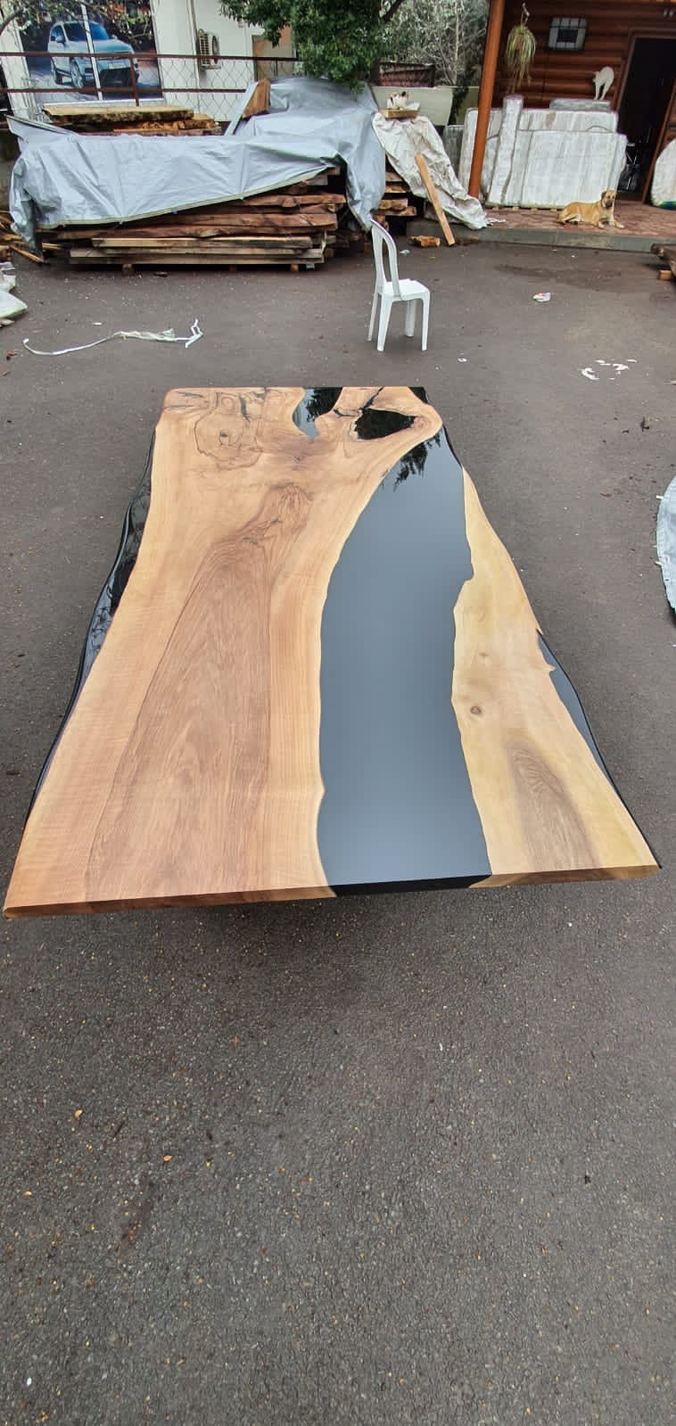 Walnut Epoxy Table, Epoxy Dining Table, Epoxy River Table, Custom 84” x 42" Walnut Black Epoxy Table, River Table, Custom Order for Ann B