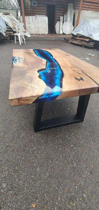 Live Edge Table, Epoxy Dining Table, Epoxy Resin Table, Custom 48” x 28” Walnut Deep Blue and Turquoise, White Epoxy Coffee, Table for Ngh